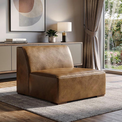 34" Brown Leather Arm Chair