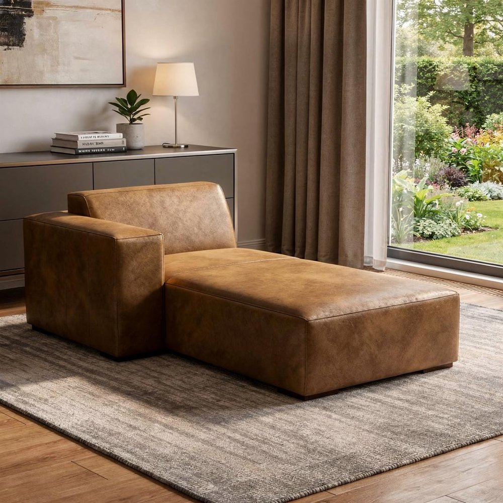 44" Brown Leather Arm Chair