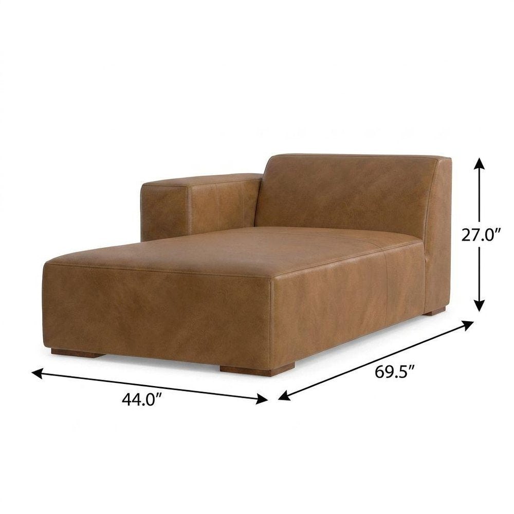 44" Brown Leather Arm Chair