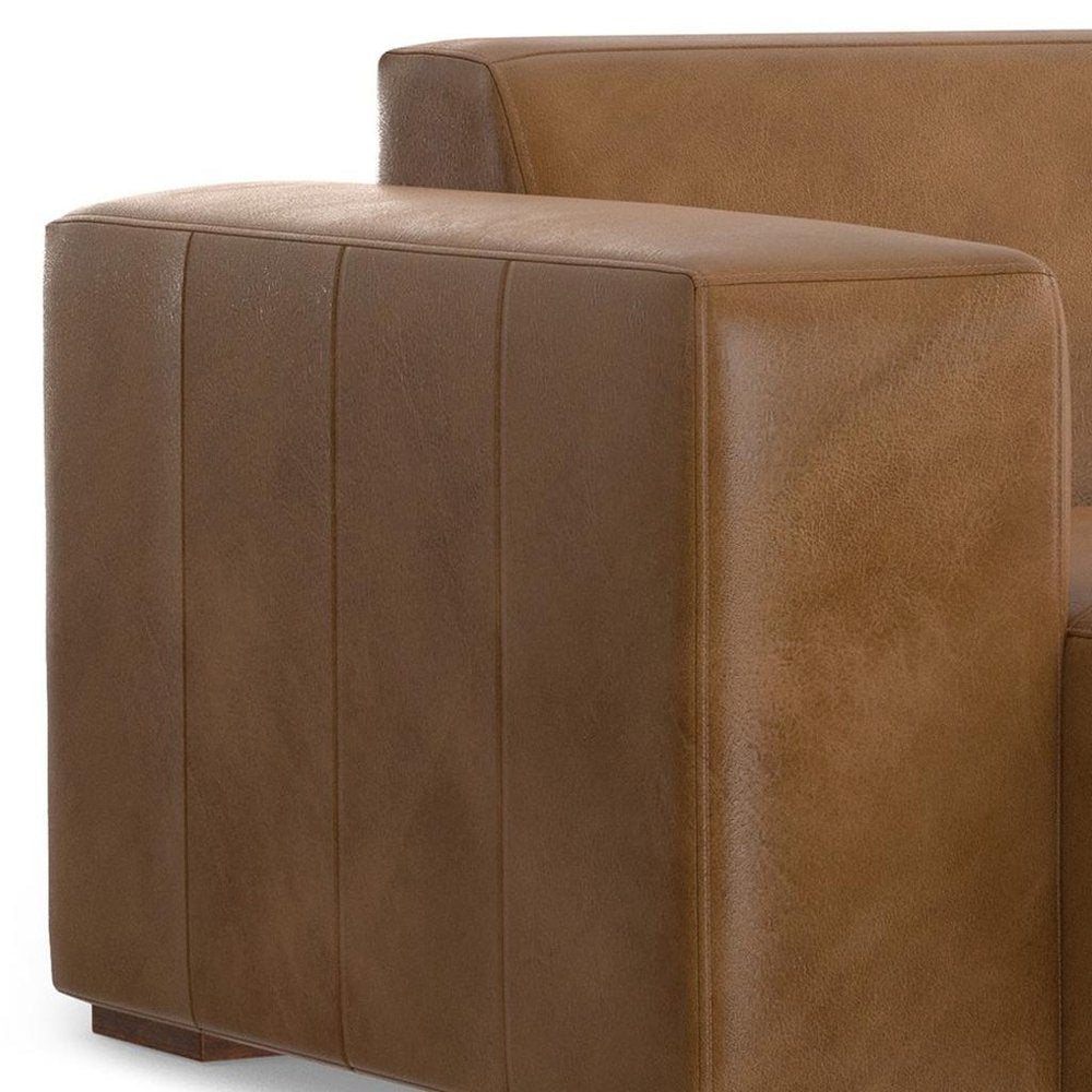 44" Brown Leather Arm Chair