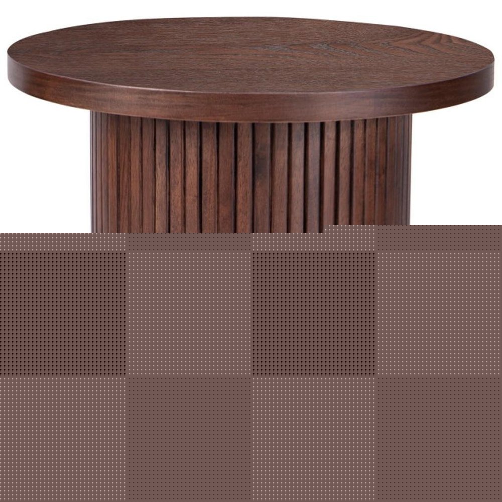 22" Brown Wood Round Pedestal End Table