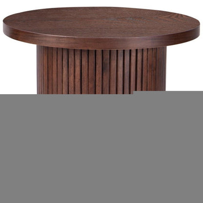 22" Brown Wood Round Pedestal End Table