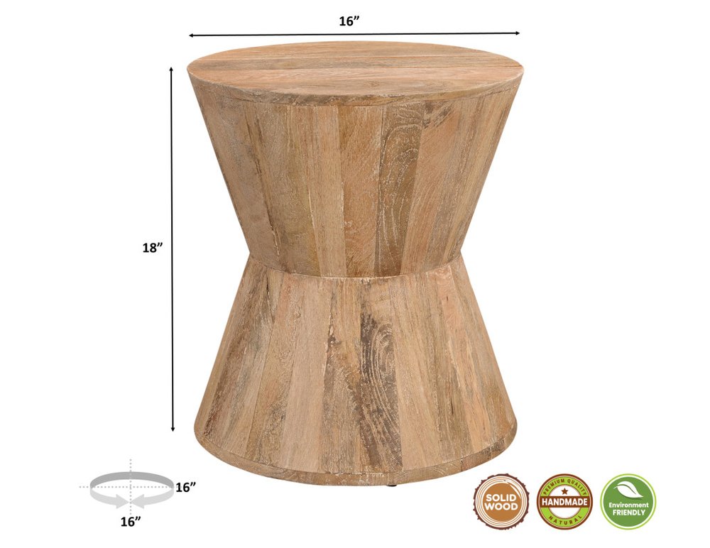 Set of Three Brown Solid Wood Round Solid Furniture Set