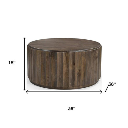 Set of Two Dark Brown Solid Wood Round Solid Furniture Set