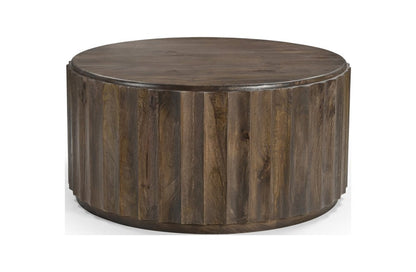 Set of Two Dark Brown Solid Wood Round Solid Furniture Set