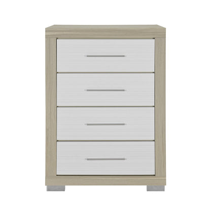 31" Natural And White Wood Four Drawer Dresser