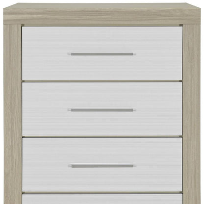 31" Natural And White Wood Four Drawer Dresser