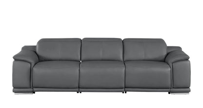 107" Dark Gray Top Grain Leather Reclining USB Sofa