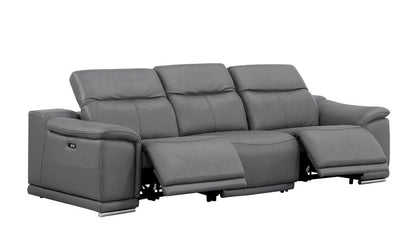 107" Dark Gray Top Grain Leather Reclining USB Sofa