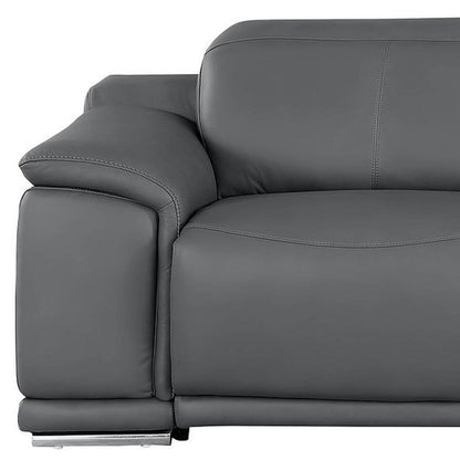 107" Dark Gray Top Grain Leather Reclining USB Sofa