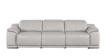107" Dark Gray Top Grain Leather Reclining USB Sofa