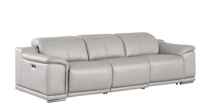 107" Dark Gray Top Grain Leather Reclining USB Sofa