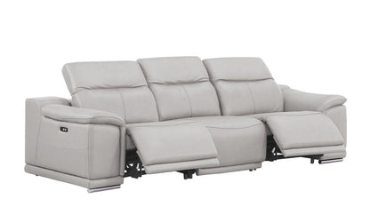 107" Dark Gray Top Grain Leather Reclining USB Sofa