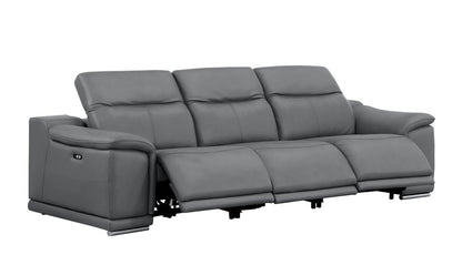 107" Dark Gray Top Grain Leather Reclining USB Sofa