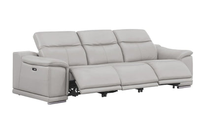 107" Dark Gray Top Grain Leather Reclining USB Sofa