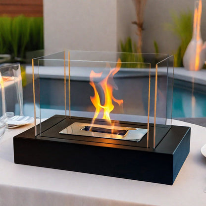 14" Black Metal Free Standing BioEthanol Fireplace