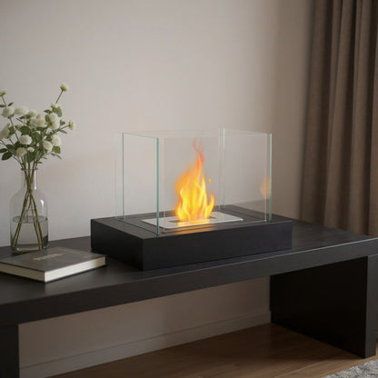14" Black Metal Free Standing BioEthanol Fireplace