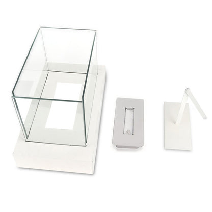 14" White And Clear Metal And Glass BioEthanol Portable Tabletop Firepit