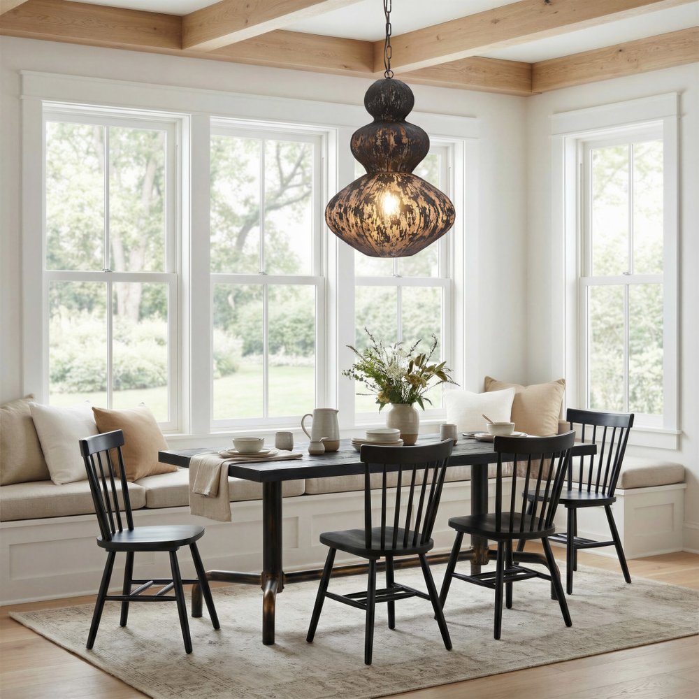 Set of Two Black Solid Wood Slat Back Dining Side Chairs