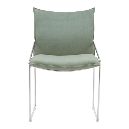 Set of Two Green and Silver Upholstered Dining Arm Chairs