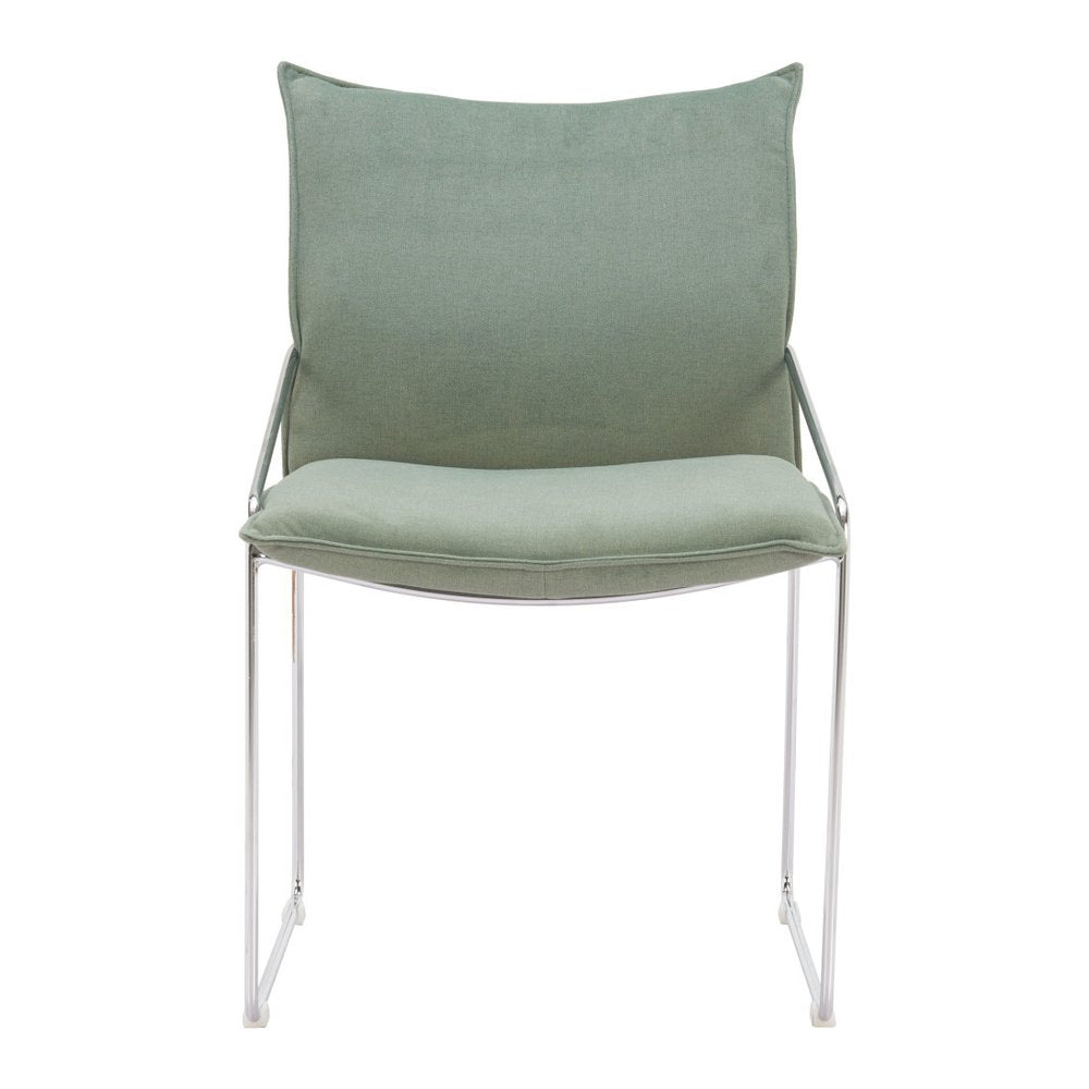 Set of Two Green and Silver Upholstered Dining Arm Chairs
