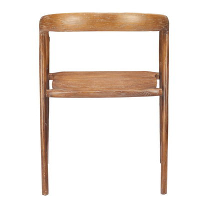 Set of Two Walnut and Brown Solid Wood Open Back Dining Arm Chairs