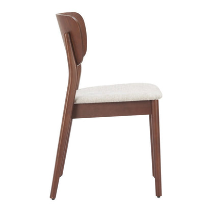Set of Two Beige and Brown Upholstered Open Back Dining Side Chairs