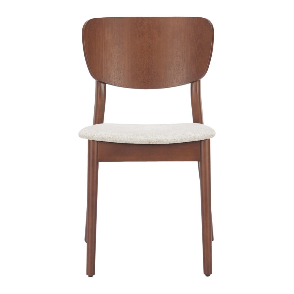 Set of Two Beige and Brown Upholstered Open Back Dining Side Chairs