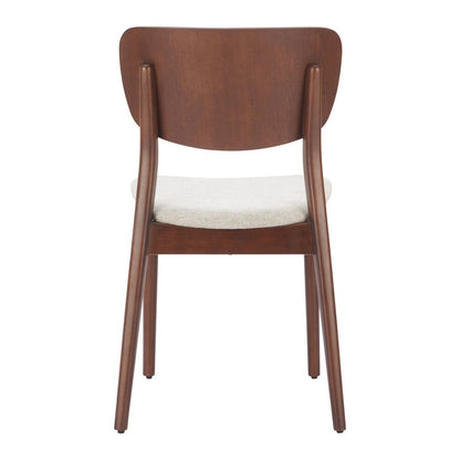 Set of Two Beige and Brown Upholstered Open Back Dining Side Chairs