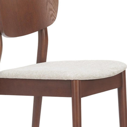 Set of Two Beige and Brown Upholstered Open Back Dining Side Chairs