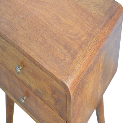 22" Chestnut Solid Wood Two Drawer Nightstand