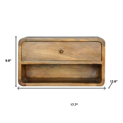 18" Natural Solid Wood One Drawer Floating Nightstand