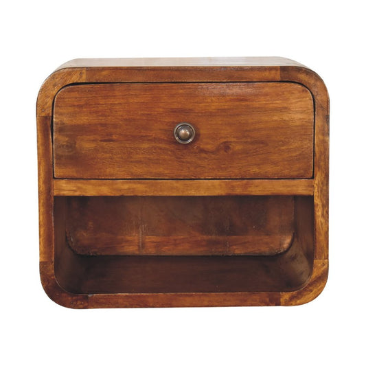12" Chestnut Solid Wood One Drawer Floating Nightstand
