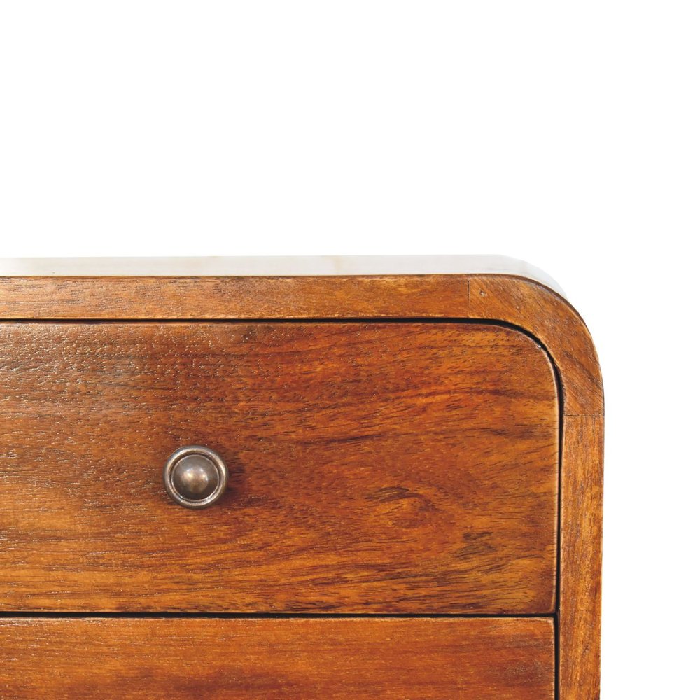 12" Chestnut Solid Wood Two Drawer Floating Nightstand