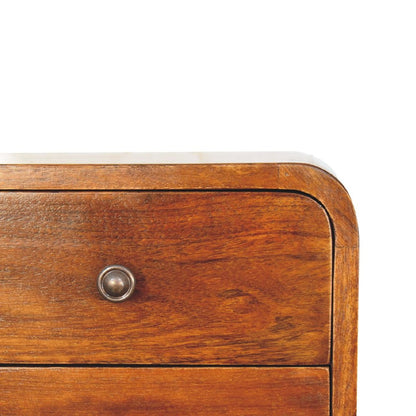 12" Chestnut Solid Wood Two Drawer Floating Nightstand