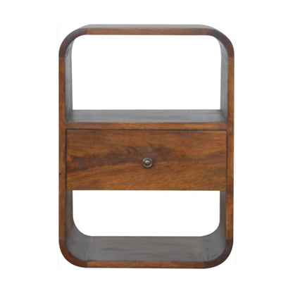 22" Brown Solid Wood One Drawer Nightstand