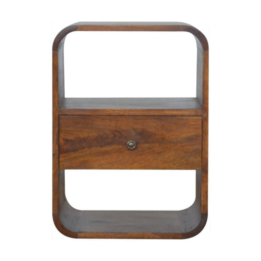 22" Brown Solid Wood One Drawer Nightstand