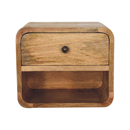 12" Oak Solid Wood One Drawer Floating Nightstand