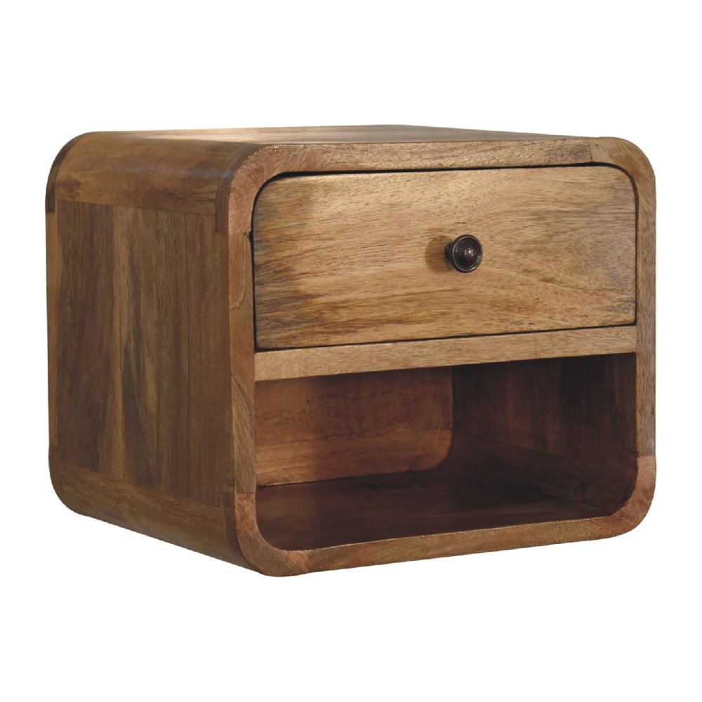 12" Oak Solid Wood One Drawer Floating Nightstand