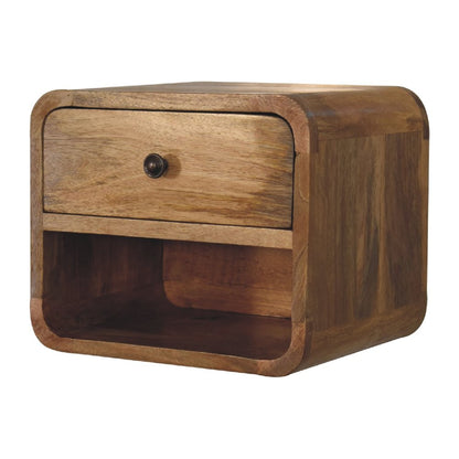 12" Oak Solid Wood One Drawer Floating Nightstand