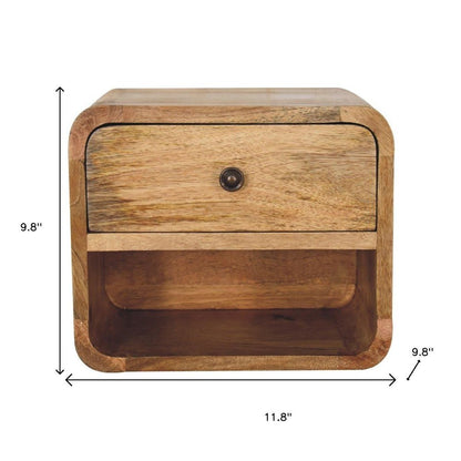 12" Oak Solid Wood One Drawer Floating Nightstand