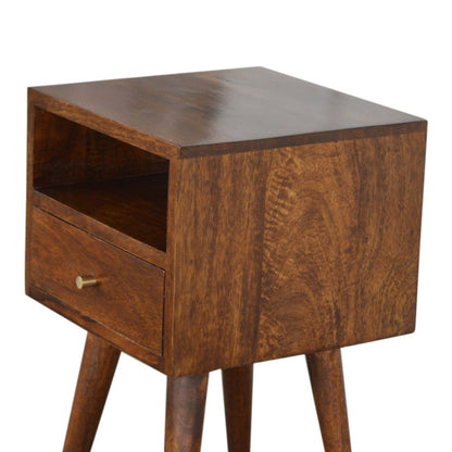 22" Chestnut Solid Wood Square One Drawer Nightstand