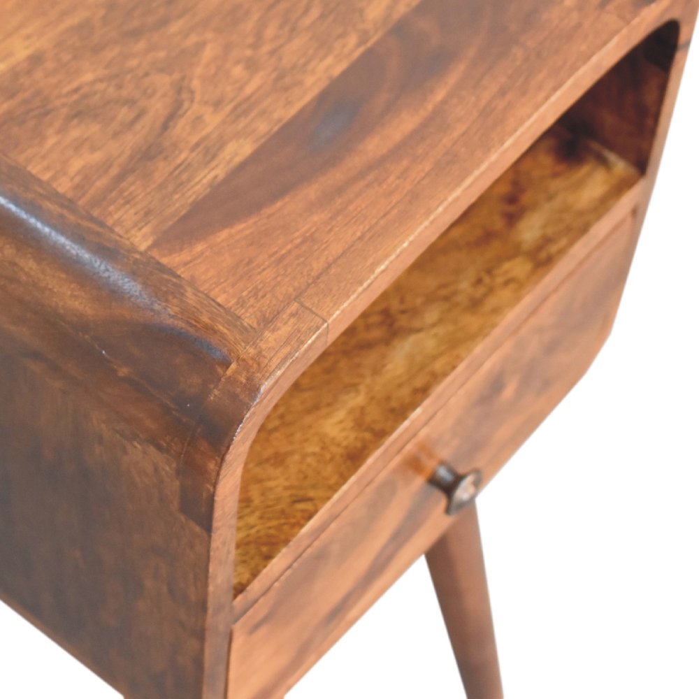 22" Chestnut Solid Wood Square One Drawer Nightstand