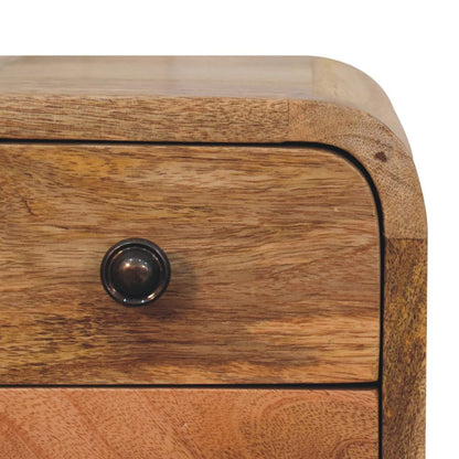 16" Oak Solid Wood Square Two Drawer Nightstand