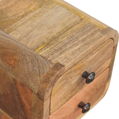 16" Oak Solid Wood Square Two Drawer Nightstand