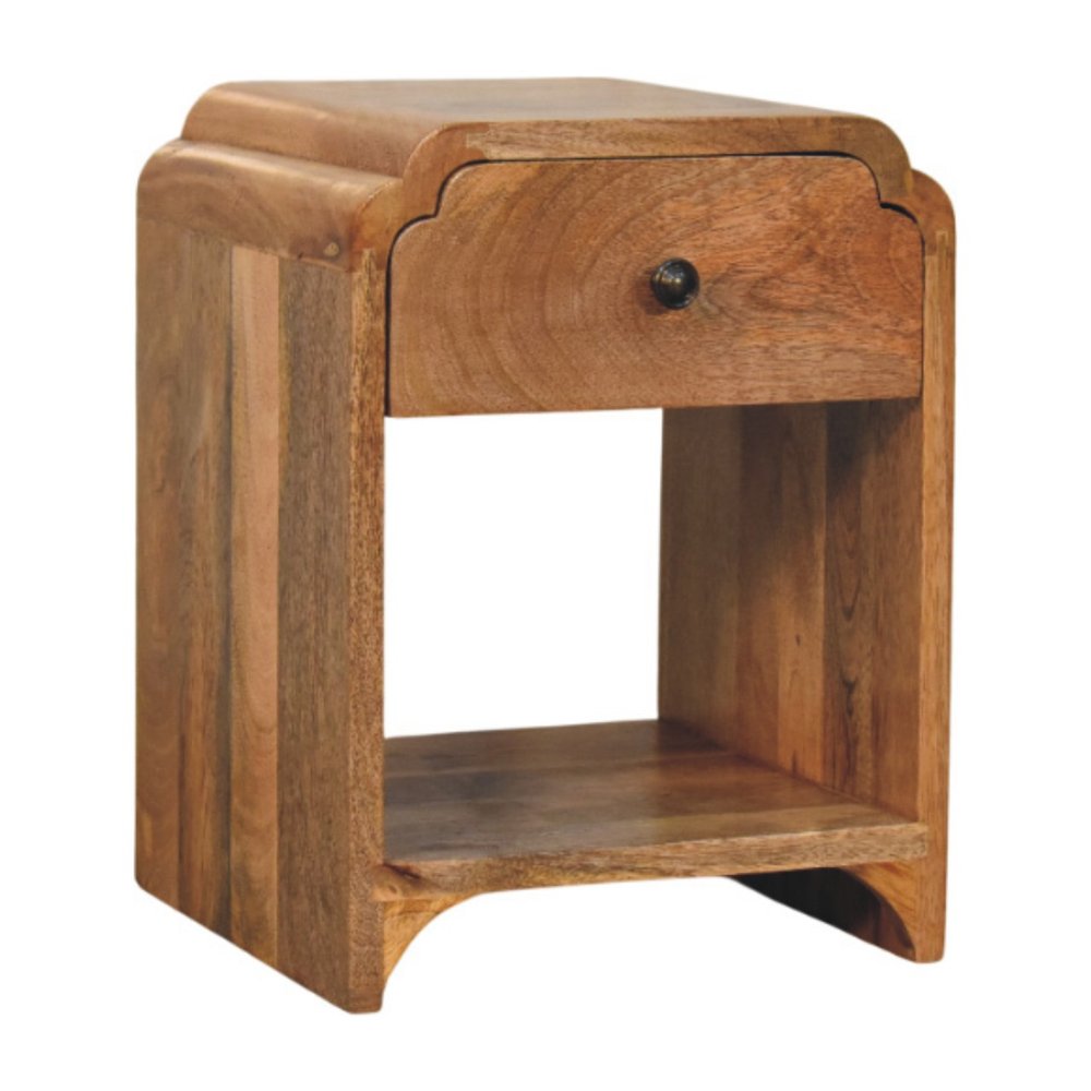 16" Oak Solid Wood One Drawer Scallop Edge Nightstand