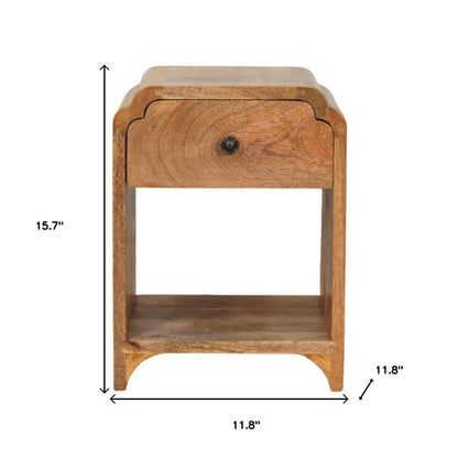 16" Oak Solid Wood One Drawer Scallop Edge Nightstand