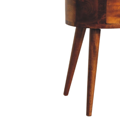 20" Brown Solid Wood Oval Distressed Two Drawer Nightstand