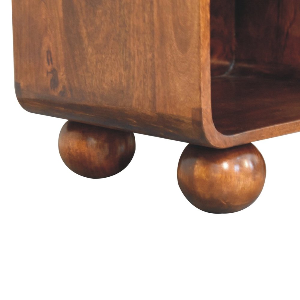21" Chestnut Solid Wood Cane Rattan One Drawer Nightstand