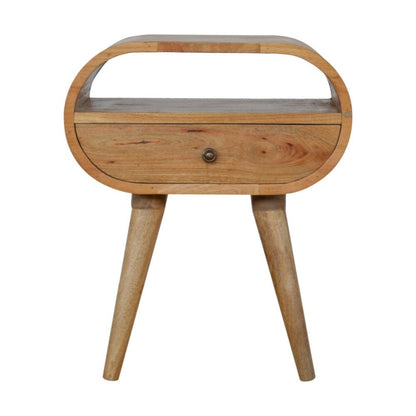 21" Natural Solid Wood Oval One Drawer Nightstand
